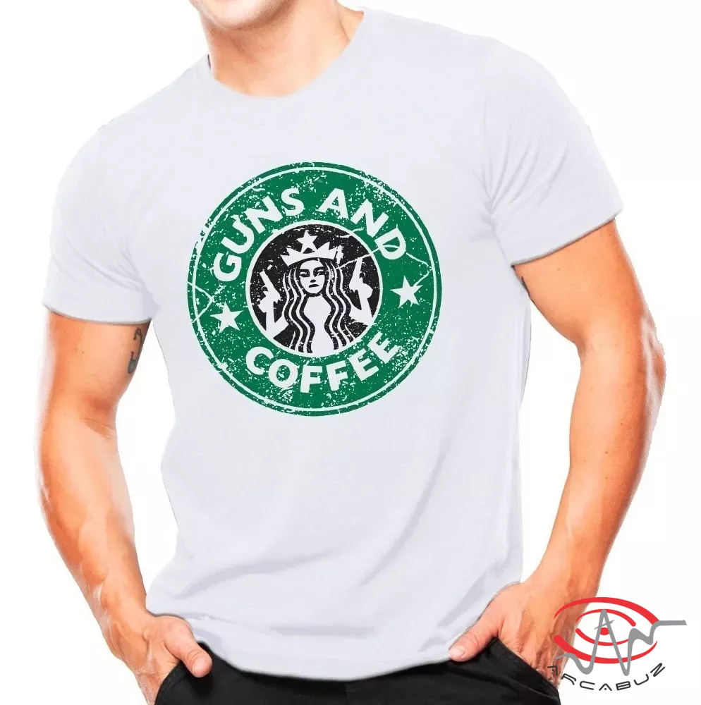 Camiseta Militar Estampada Guns And Coffee