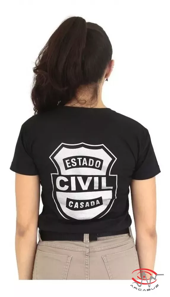 Camiseta Feminina Militar Baby Look Estado Civil Casada