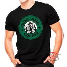 Camiseta Militar Estampada Guns And Coffee